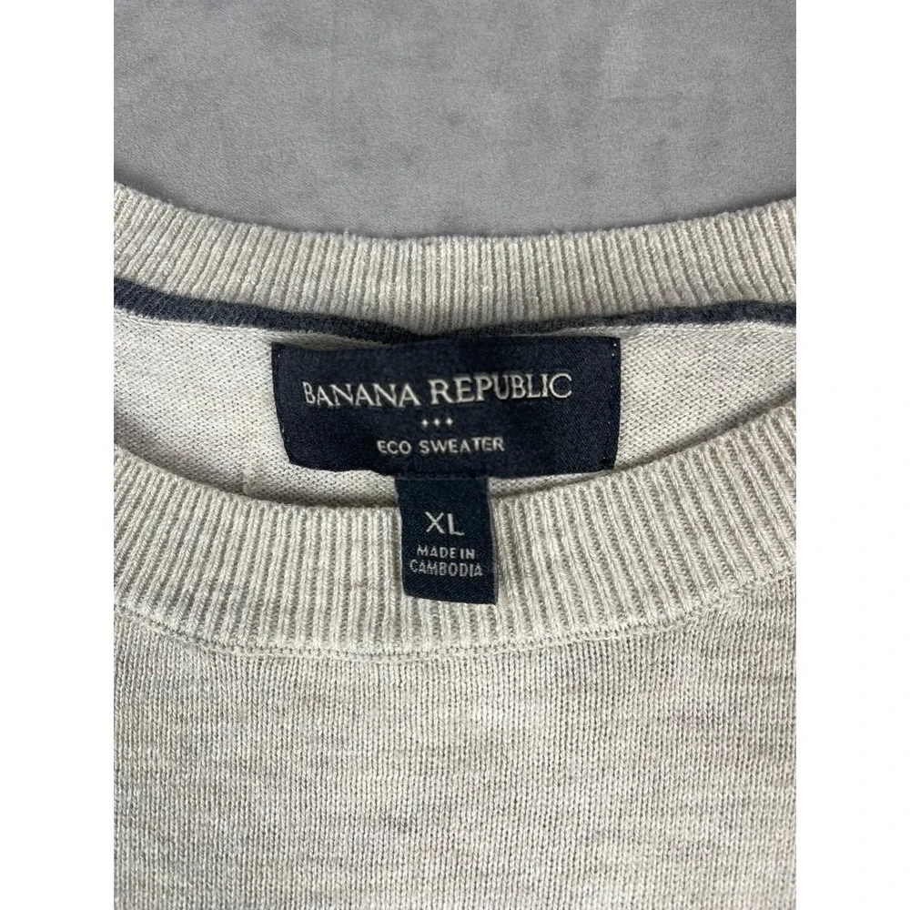 Banana‎ Republic Mens XL Eco Sweater Oatmeal Heather Cotton Blend Crewneck Knit